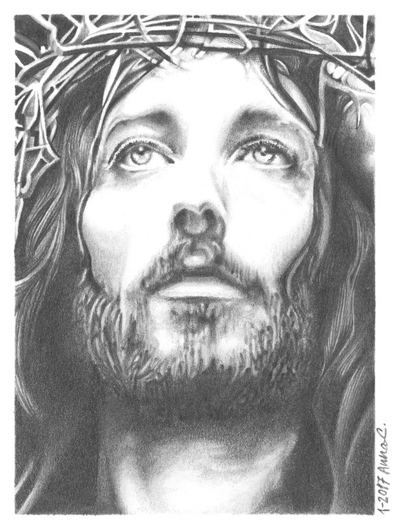 Dibujo de Jesús Retrato Lápiz religioso Dibujo fotográfico - Etsy México