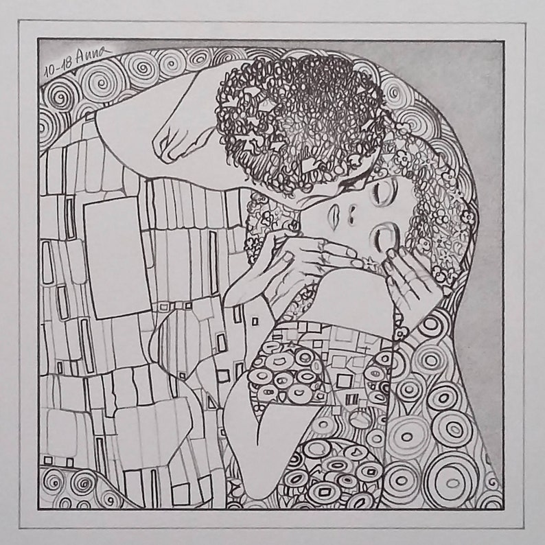 Klimt Il Bacio Copia Quadro famoso Disegno grafico Etsy Klimt Il Bacio Copia Quadro famoso Disegno grafico Etsy