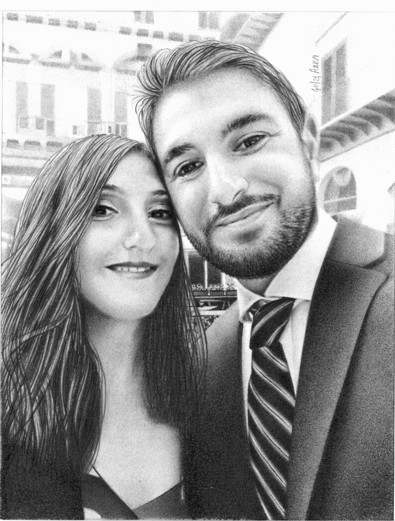 Commissioned portrait Example NOT AVAILABLE for SALE Private drawing Personalized pencil drawing from photo Wedding gift image 1