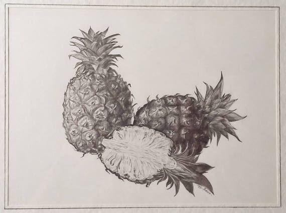 Ananas Ananassi Frutta Natura Morta Disegno A Matita Bianco E Nero Disegno Personalizzato Da Foto Verdure Ortaggi Regalo Per Ogni Occasione