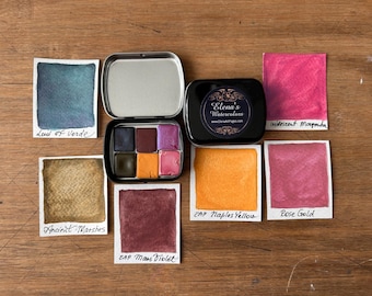 Handmade Watercolor set palette of 6 pans Ancient Pinks