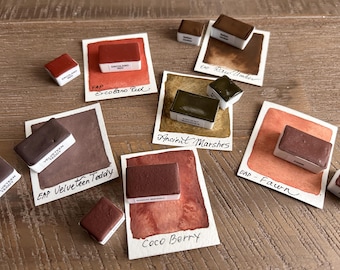 Watercolor paints handmade set with 6 pans Earth Tones