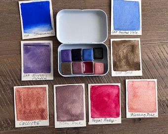 Handcrafted watercolor paint set 8 half pan set
