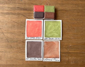 Handcrafted watercolor set 4 large pans Natural Green I