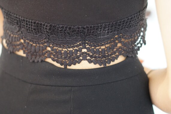 VTG 90s Black Lace Embellished Thin Strapped Brale
