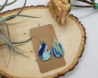 Clay Earrings, Polymer Clay Earrings, Modern Clay Earrings, Blue Earrings, Dangle Earrings, Gifts for her, Statement Earrings, Jewelry