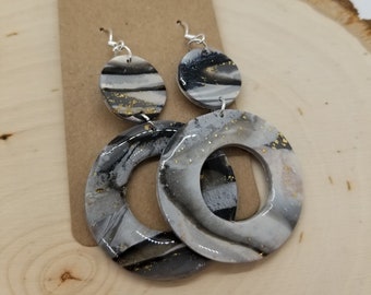 Clay Earrings, Hoop Earrings, Modern Clay Earrings, Marble Earrings, Dangle Earrings, Gifts for her, Statement Earrings, Jewelry