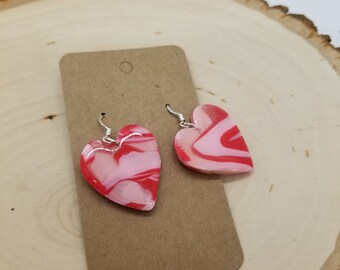 Clay Earrings, Polymer Clay Earrings, Modern Clay Earrings, Heart Earrings, Dangle Earrings, Gifts for her, Statement Earrings, Jewelry