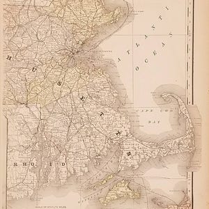 Rhode Island Antique Map, RI Map, Old Map, Rand McNally, 1891 Atlas, New Family Atlas of the World, Rhode Island Gifts, RI Vintage Map image 7