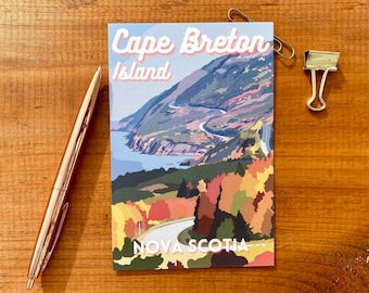 Cape Breton Island Travel Postcard | Cabot Trail Travel Poster Vintage Style Postcard | Nova Scotia Art