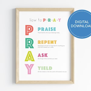 How To Pray Kids Room Decor: Christian Homeschool Print (Digital Download)