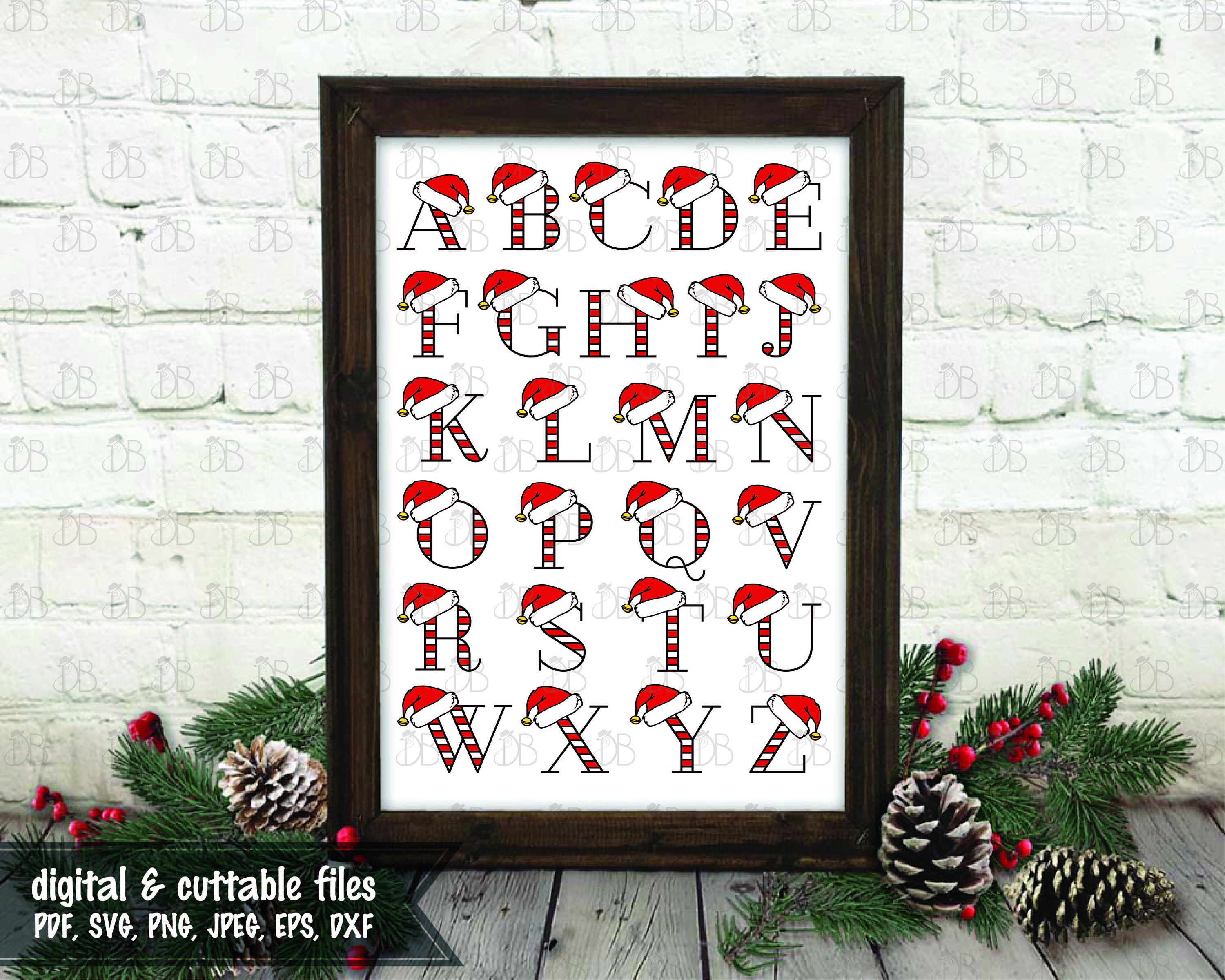 Santa Hat Capital Letters Alphabet Svg Cut File INSTANT | Etsy