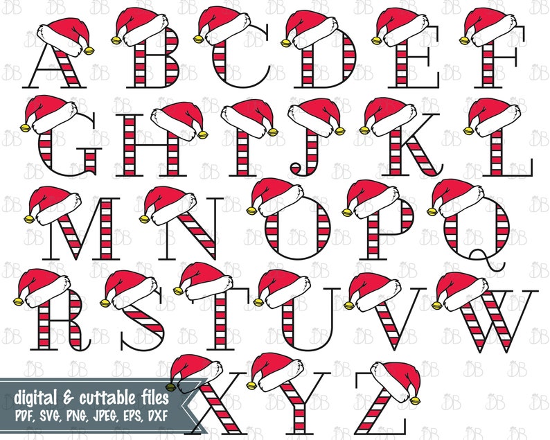 Santa Hat Capital Letters Alphabet Svg Cut File INSTANT Etsy Canada