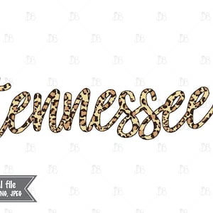 Tennessee leopard sublimatie grafische - INSTANT DIGITALE DOWNLOAD - cheetah clip art print en cut design - alle 50 staten beschikbaar - png jpg