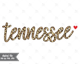 Tennessee leopard sublimation graphic - INSTANT DIGITAL DOWNLOAD - cheetah clip art print and cut design - all 50 states available - png jpg