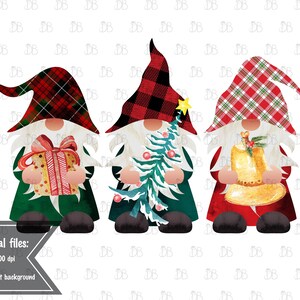 Gnomes de Noel - Merry Christmas - Jpeg PNG Design- Sublimation Instant Download - Ornement de Noel - aquarelle design rustique