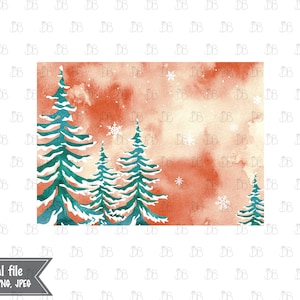 Colorado State Winter Aquarell rustikale Design - Sonnenuntergang Weihnachtsbaum Dekor - Jpeg PNG Planer Aufkleber Grafik - Sublimation Download