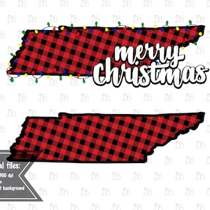 Tennessee Buffalo Plaid Merry Christmas-rood en zwart-kerst twinkle lights-JPG PNG design-sublimatie Instant Download-TN staat