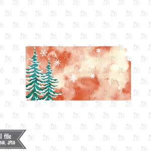Kansas State - Winter Aquarell rustikale Design - Sonnenuntergang Weihnachtsbaum Dekor - Jpeg PNG Planer Aufkleber Grafik - Sublimation Download