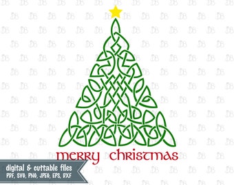 Arbre de Noël celtique - fichier coupé svg - TÉLÉCHARGEMENT NUMÉRIQUE IMMÉDIAT - graphique de Noël irlandais - sublimation noeud celtique - fichier Silhouette