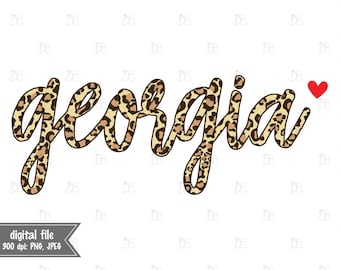 Georgia leopard sublimation graphic - INSTANT DIGITAL DOWNLOAD - cheetah clip art print and cut design - all 50 states available - png jpg