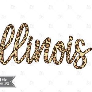 Illinois leopard sublimatie grafische - INSTANT DIGITALE DOWNLOAD - cheetah clip art print en cut design - alle 50 staten beschikbaar - png jpg