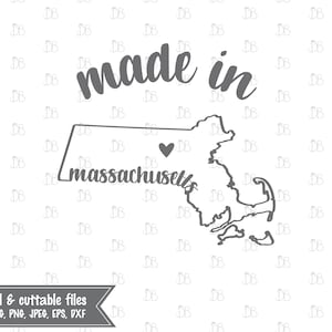 Made in Massachusetts - INSTANT DIGITAL DOWNLOAD - design stampabile - svg jpg png pdf eps dxf - file di taglio silhouette - stampa a sublimazione