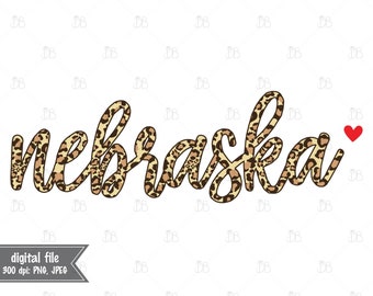 Nebraska leopard sublimation graphic - INSTANT DIGITAL DOWNLOAD - cheetah clip art print and cut design - all 50 states available - png jpg