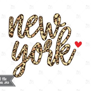 Graphique de sublimation du léopard de New York - INSTANT DIGITAL DOWNLOAD - cheetah clip art print and cut design - all 50 states available - png jpg