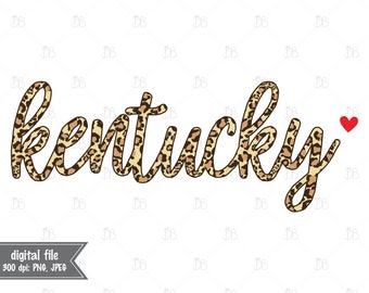 Kentucky leopard sublimation graphic - INSTANT DIGITAL DOWNLOAD - cheetah clip art print and cut design - all 50 states available - png jpg