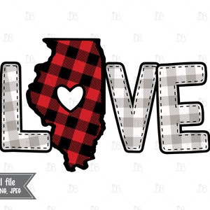 Liefde Illinois staat Buffalo geruite sublimatie Graphic-Instant digitale DOWNLOAD-Valentine's dag hart patroon-jpg png design