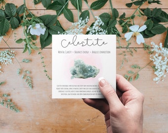 Celestite Printable Crystal Meaning Card | Digital Download Label for Jewelry Packaging