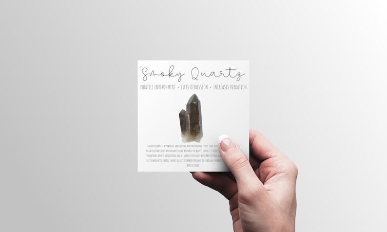 Smoky Quartz Anxiety Crystal Meaning Card Printable Crystal Card for Gift Set image 2