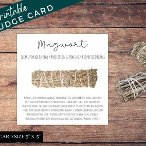 Mugwort Sage Smudge Stick Information Card | Smudging Description Card | Printable Description Label for Sage Kits
