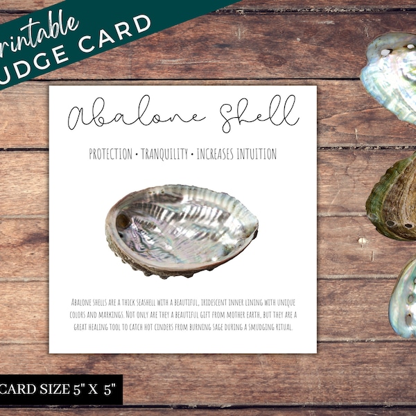 Abalone Shell Smudge Information Card | Smudging Description Card | Printable Description Label for Sage Kits