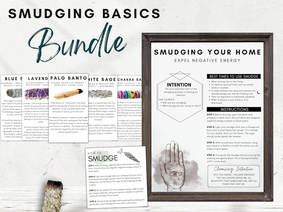 Basics of Smudging Your Home Printable Poster Smudging Instructions