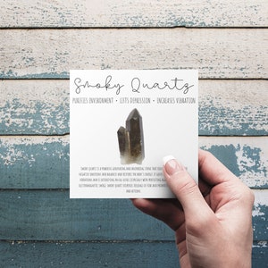 Smoky Quartz Anxiety Crystal Meaning Card Printable Crystal Card for Gift Set image 1