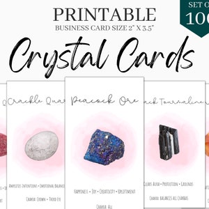 Set of 100 Crystal Meaning Cards Printable | Crystal Information Cards Printable | Crystal Cards with Meaning | Crystal Card Templates