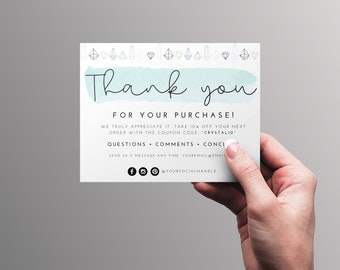 EDITABLE Watercolor Thank You for Your Order Card Template | Business Thank You Card - Etsy Thank You Note