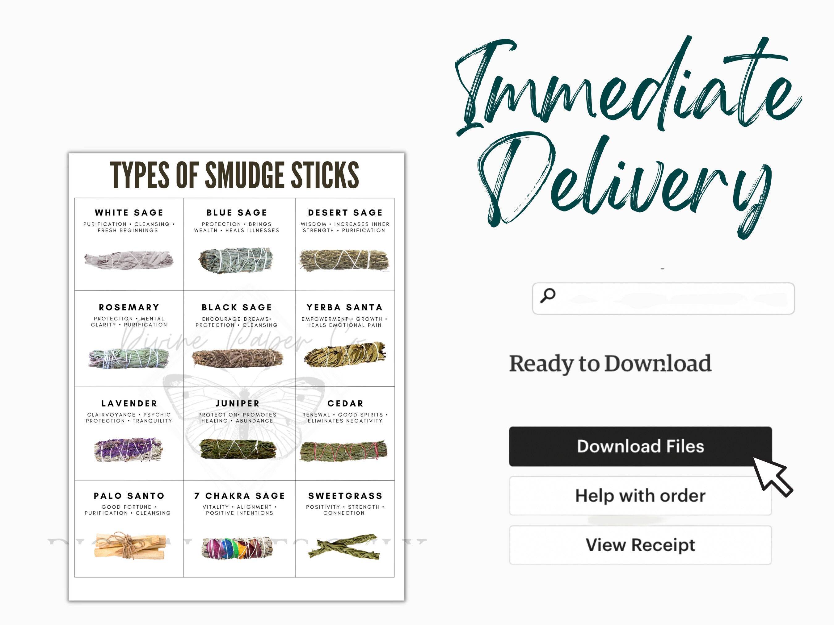 Smudge Stick Identification Poster Smudging Properties Chart - Etsy