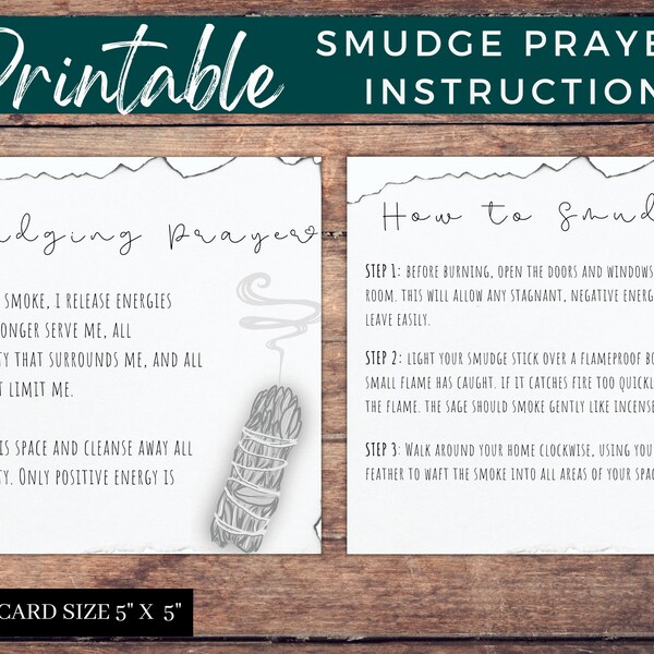 Sage Instructions Card Etsy