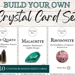 BUILD YOUR OWN Crystal Meaning Card Bundle | 30 Crystal Card Prints of Your Choice | Gemstone Fact Cards