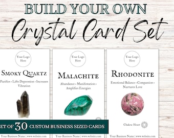 BUILD YOUR OWN Crystal Meaning Card Bundle | 30 Crystal Card Prints of Your Choice | Gemstone Fact Cards