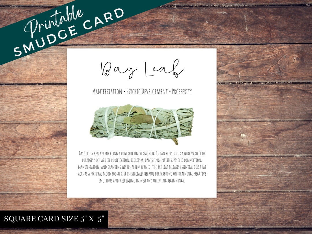 Bay Leaf Smudge Stick Information Card Smudging Description Card