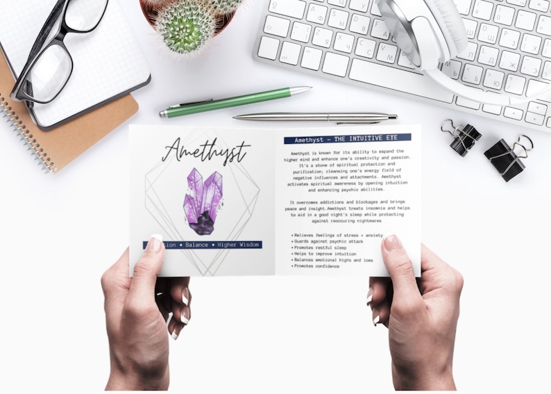 Amethyst Double Sided Crystal Meaning Card Printable Label Etsy