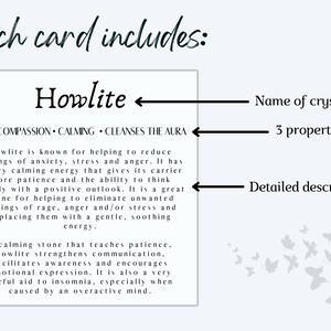 Ensemble de 70 crystal meaning card deck, Crystal Info Cards, Gemstone Fact Cards, Crystal Card Prints image 4