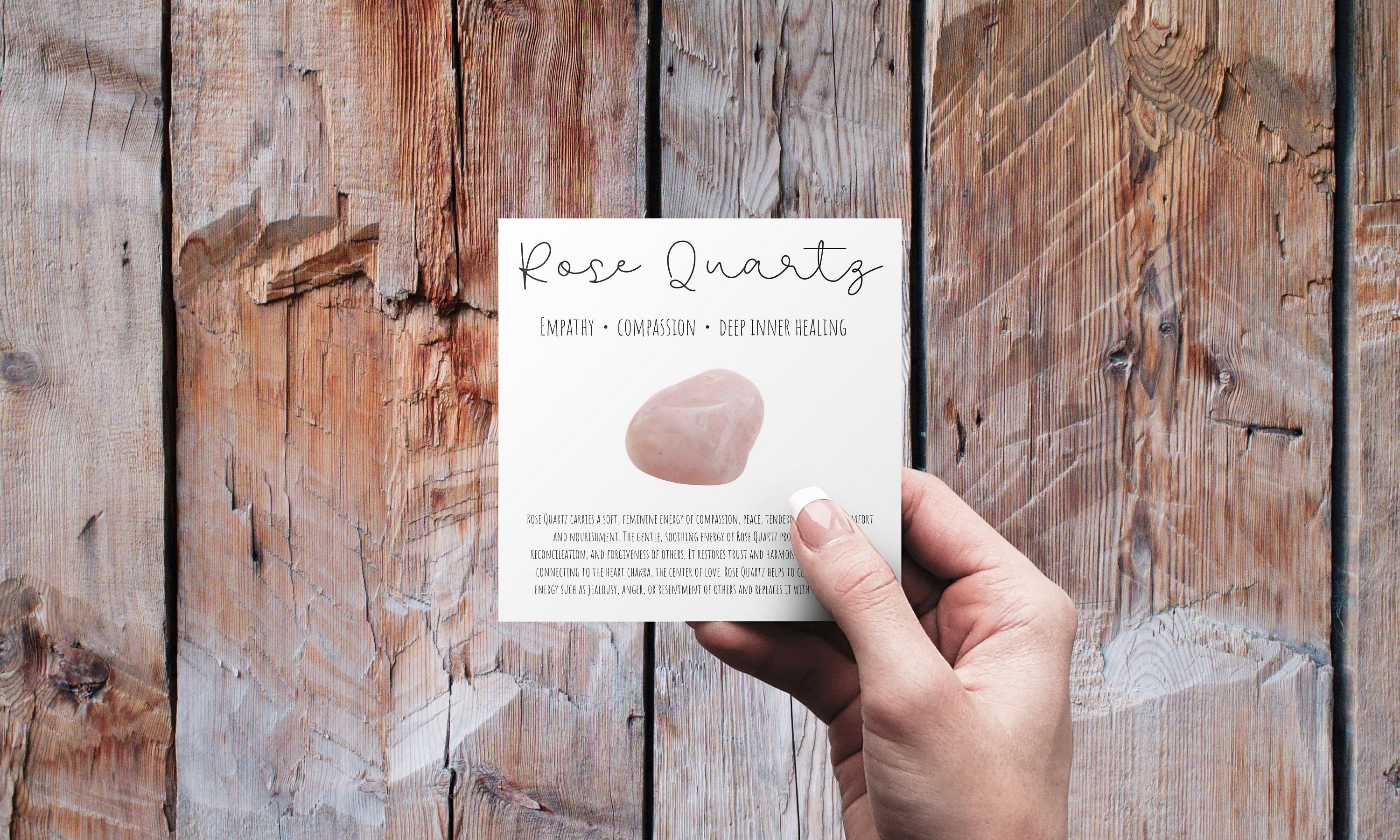 Rose Quartz Crystal Meaning Card Printable Label for Crystal Etsy