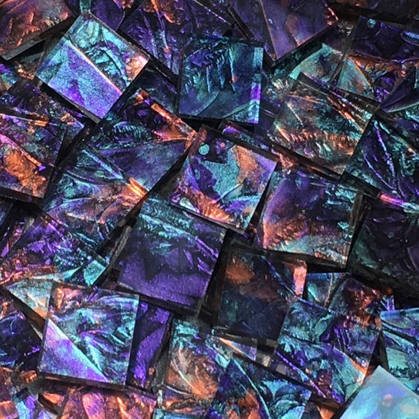 Violet Bluegreen Copper Van Gogh Glass Mosaic Tiles