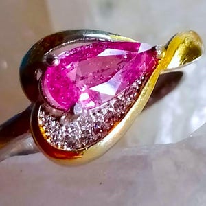 10x5 mm natural pink sapphire 925 silver sterling ring size 7 1/2