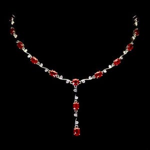 8 x 6 mm natuurlijke robijn 925-zilveren sterlingketting